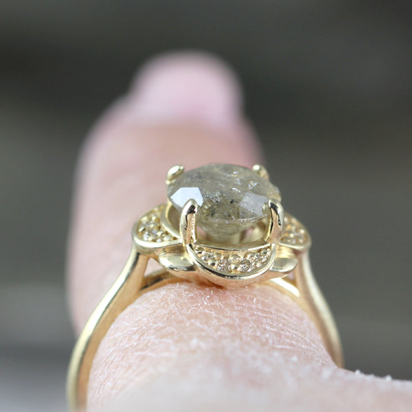 Champagne Diamond Engagement Ring 14K Yellow Gold