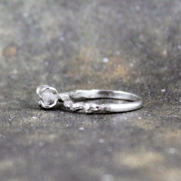 Twig Design Raw Diamond Engagement Ring - Nature Inspired - Tree Branch Band