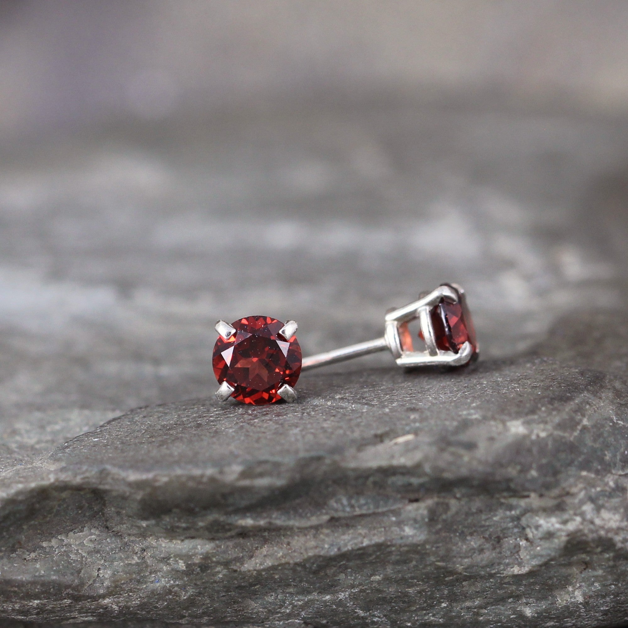 Genuine Garnet on sale Stud Earrings, Sterling Silver Garnet Earrings, January Birthstone Earrings, Silver Small Garnet Studs, Garnet Jewellery