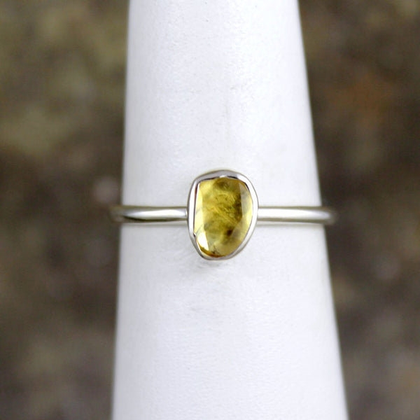 Yellow Sapphire Ring - Rose Cut Sapphire Gemstone Stacking Rings