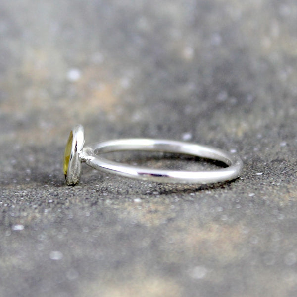 Yellow Sapphire Ring - Rose Cut Sapphire Gemstone Stacking Rings