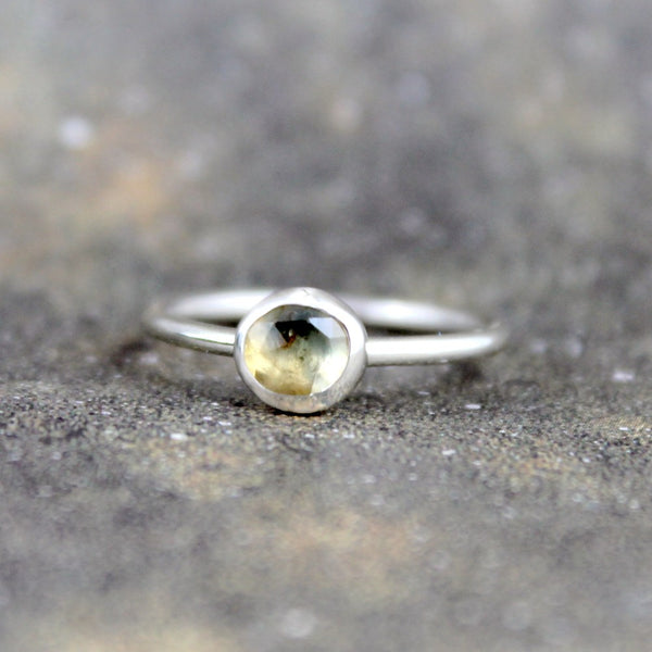 Light Yellow Sapphire Ring - Rose Cut Sapphire Gemstone Stacking Rings