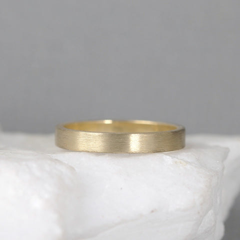 3mm 14K Yellow Gold Wedding Band – Men’s or Ladies Wedding Rings – Matte Finish