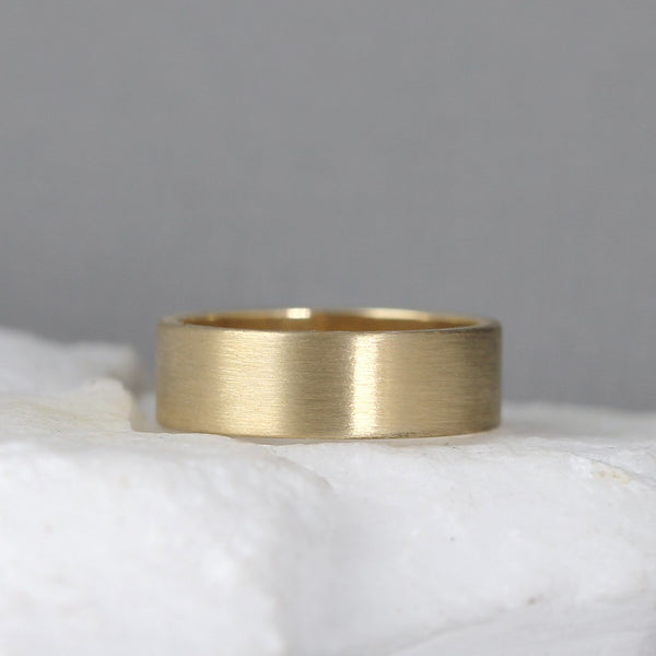 6mm 14K Yellow Gold Wedding Band – Men’s or Ladies Wedding Rings – Matte Finish