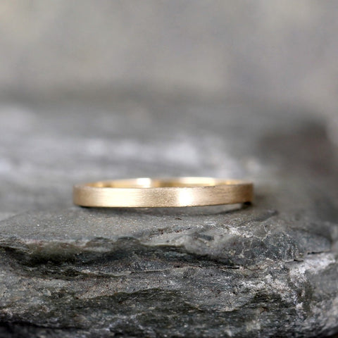 2mm 14K Yellow Gold Wedding Band – Men’s or Ladies Wedding Rings – Matte Finish