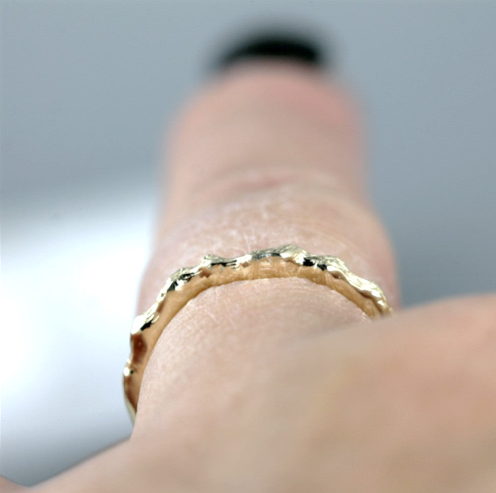 Twig Band - 14K Gold - your choice of Yellow, White or Rose