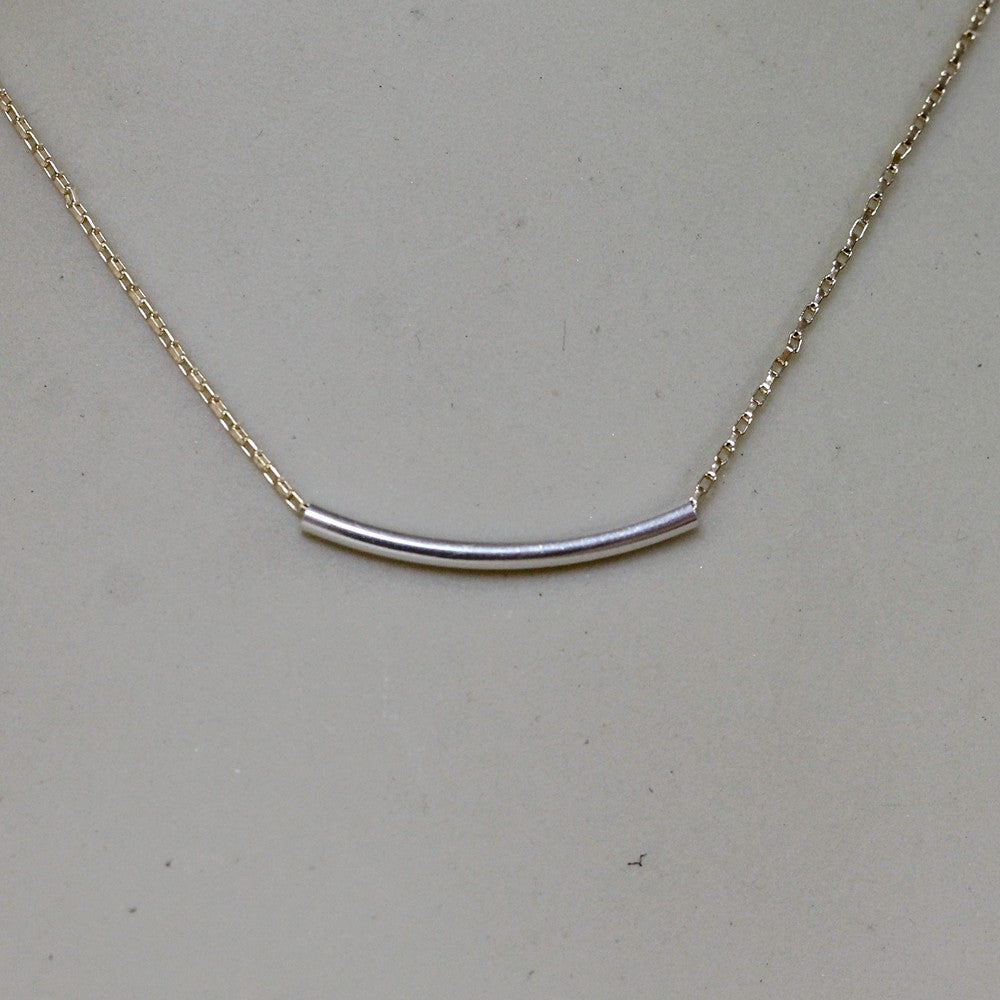 14K Yellow Gold Filled  Curved Bar Necklace - Layering Necklace