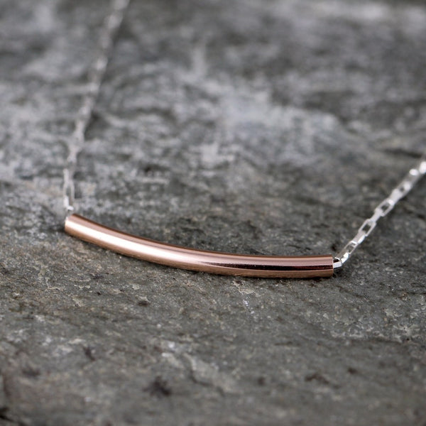 Sterling Silver Curved Bar Necklace - Layering Necklace