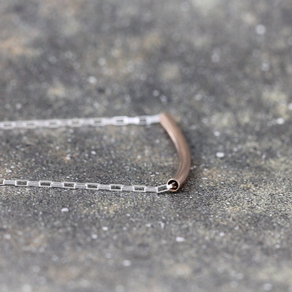 Sterling Silver Curved Bar Necklace - Layering Necklace