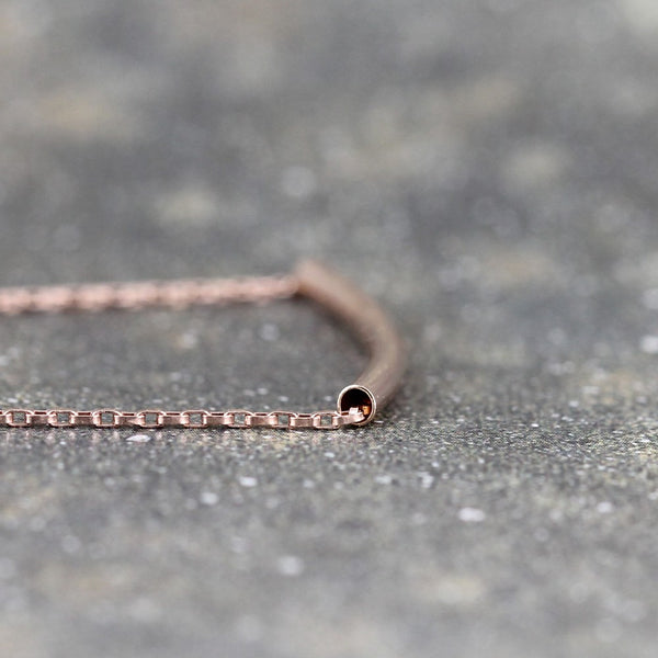 14K Rose Gold Filled  Curved Bar Necklace - Layering Necklace