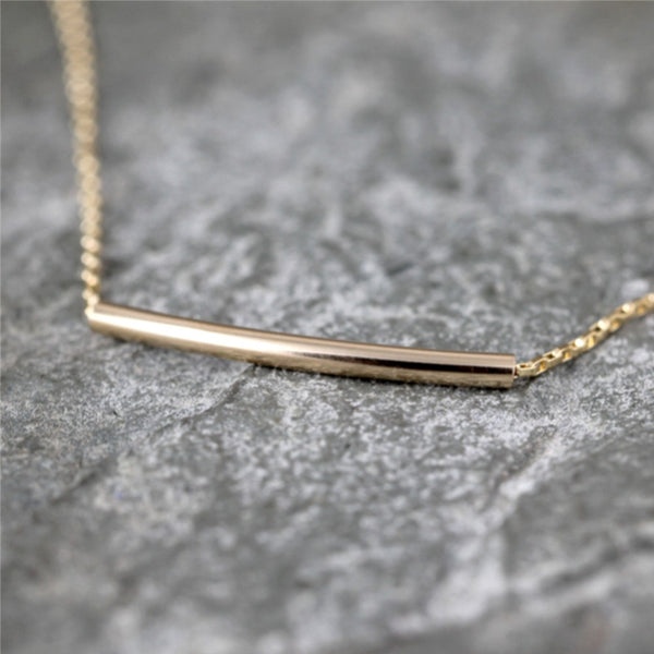 14K Yellow Gold Filled  Curved Bar Necklace - Layering Necklace