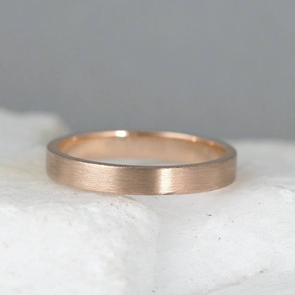 3mm 14K Rose Gold Wedding Band – Men’s or Ladies Wedding Rings – Matte Finish