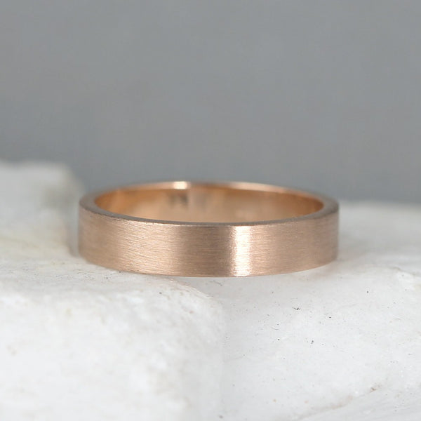 4mm 14K Rose Gold Wedding Band – Men’s or Ladies Wedding Rings – Matte Finish