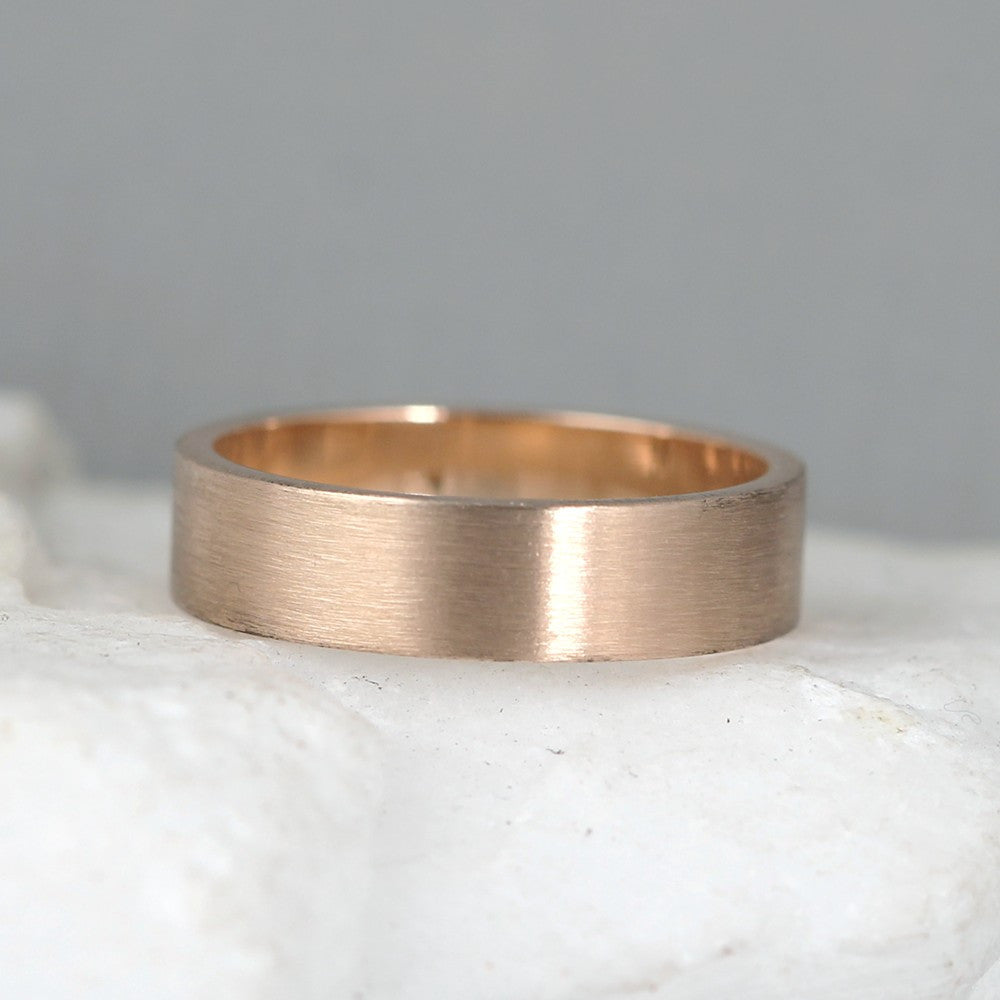 5mm 14K Rose Gold Wedding Band – Men’s or Ladies Wedding Rings – Matte Finish