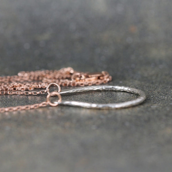 Lucky Horseshoe Pendant - Sterling Silver and 14K Rose Gold Filled