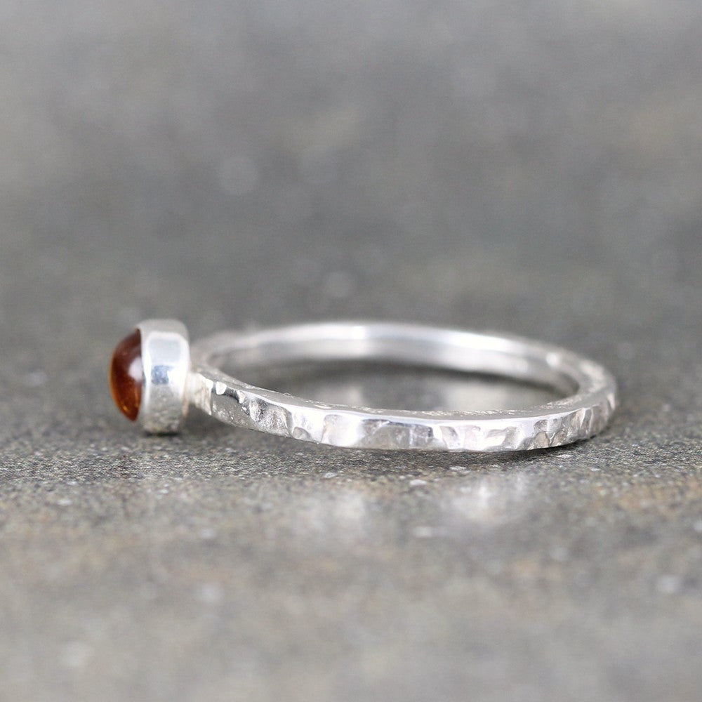 Citrine Stacking Ring - Rustic Sterling Silver - November Birthstone Ring