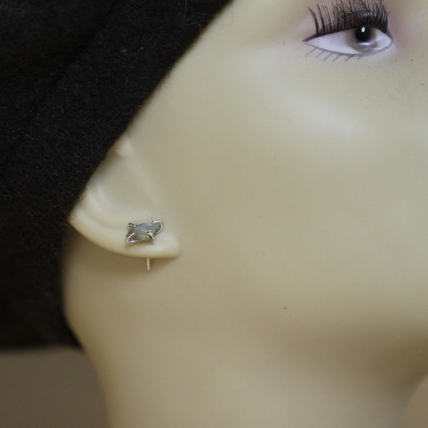 Peridot Earrings - Raw Uncut Rough Peridot Gemstone Earrings - Rustic Gemstone