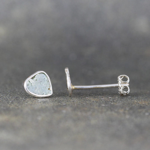 Rough Diamond Slice Earrings - Sterling Silver Stud Earring
