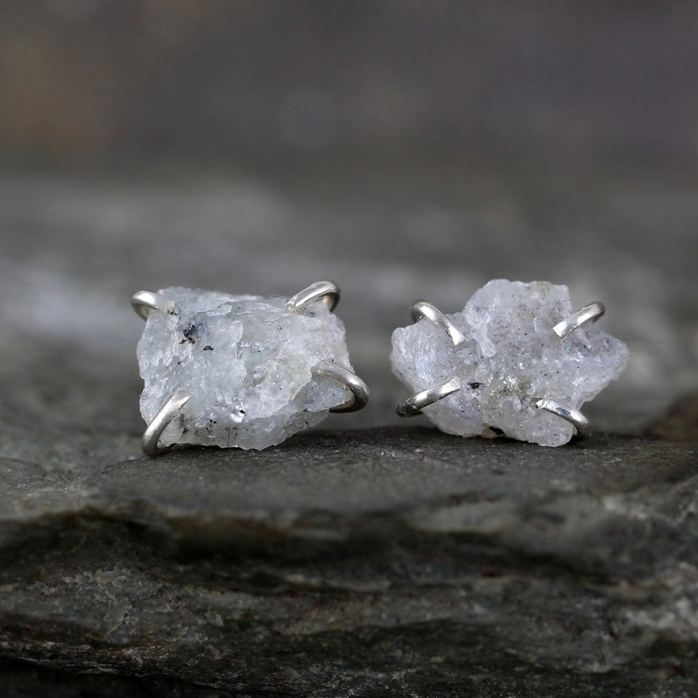 Labradorite Earrings - Raw Uncut Rough Labradorite Gemstone Earrings - Rustic Gemstone