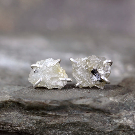 Uncut Raw Labradorite Earrings - Raw Uncut Rough Labradorite Gemstone Earrings - Rustic Gemstone