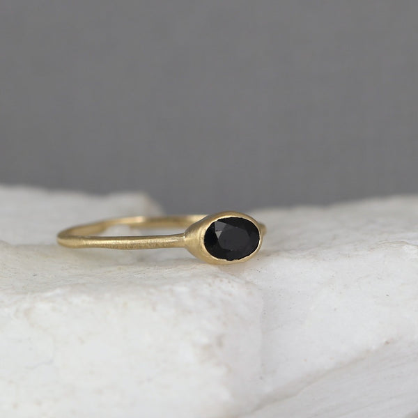 Sapphire Stacking Ring - 14K Yellow Gold - Rustic Stack Ring