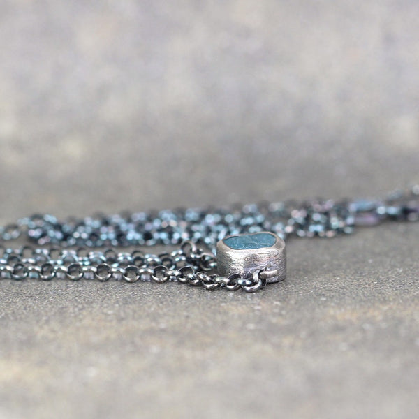 Apatite Necklace - Rough Uncut Apatite Rustic Pendant
