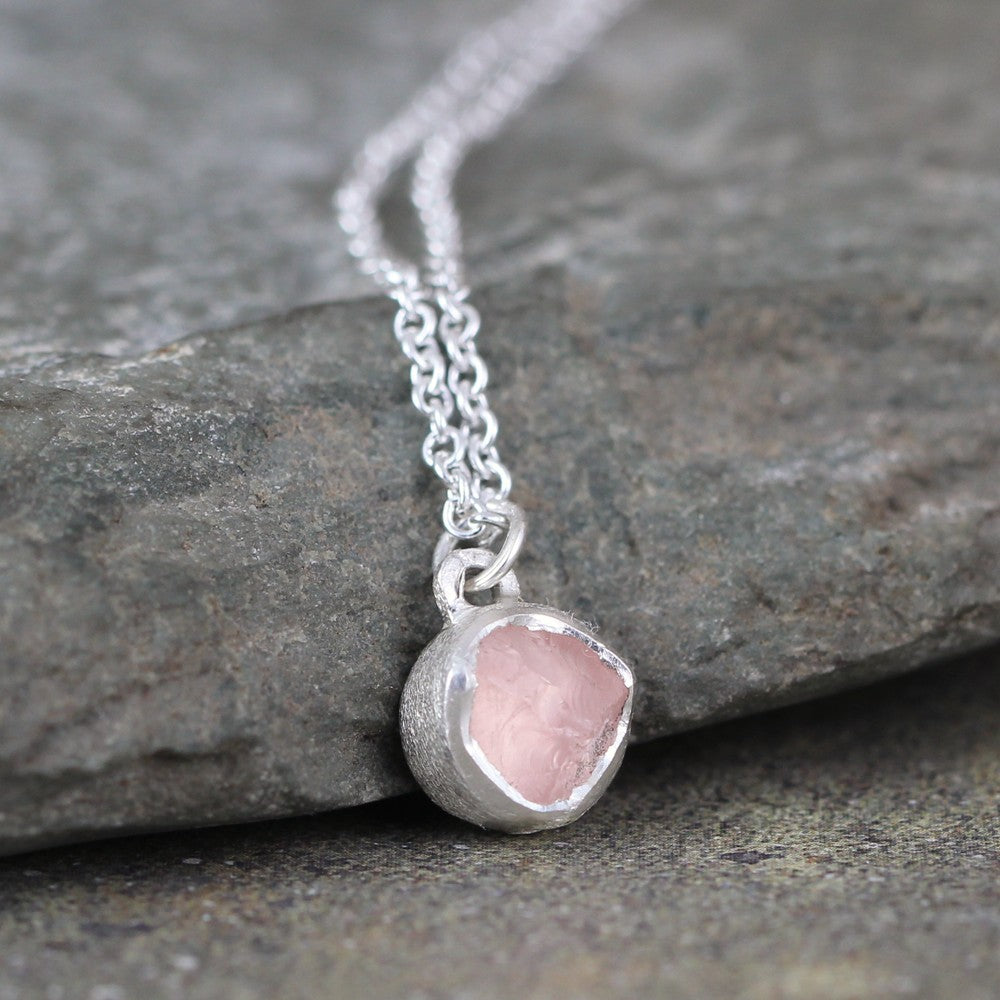 Pink Quartz Pendant - Love Stone Necklace - Rose Quartz Gemstone
