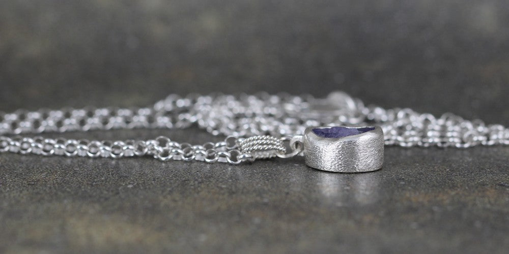 Raw, Rough, Uncut Tanzanite Pendant - December Birthstone Jewellery