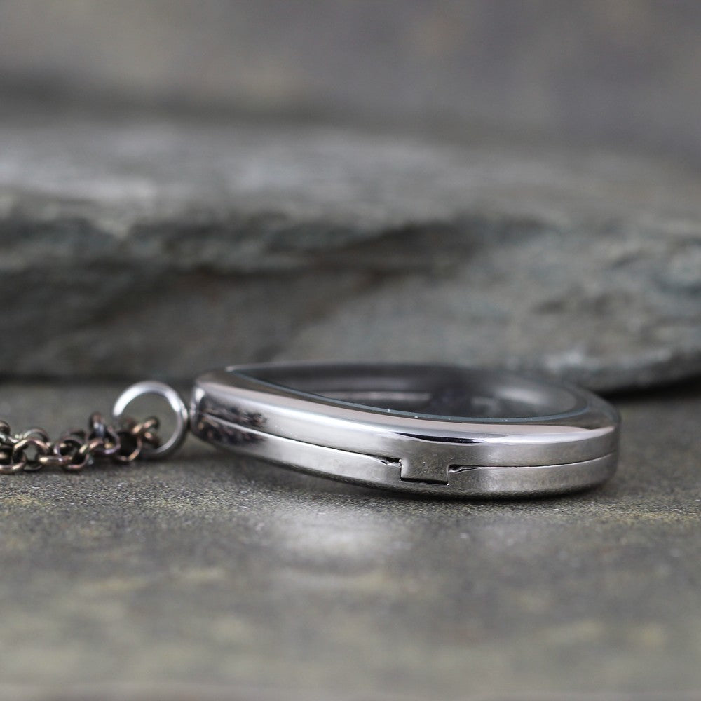 Glass Locket Raw Sapphire Pendant - Floating Gemstone Necklace