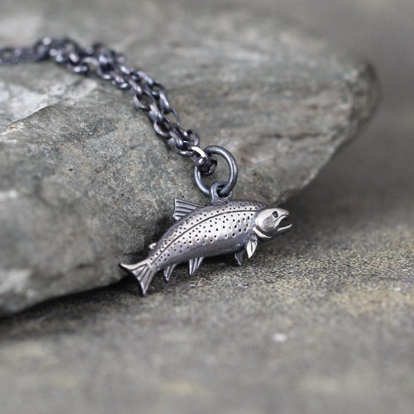 Trout Fish Pendant - Sterling Silver