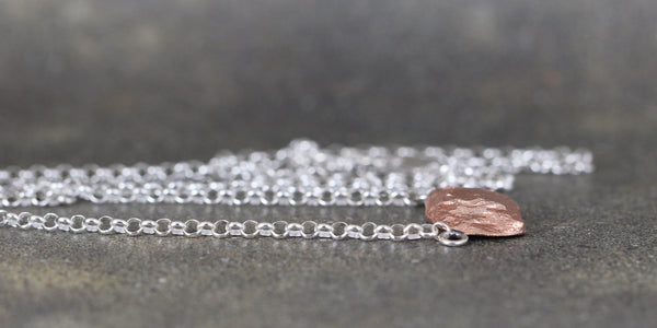 Copper Nugget Pendant - Mixed Metal Necklace
