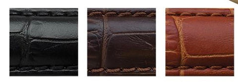 Croc Grain Calf Leather Watch Strap - Matte Finish - XXL length - Black, Brown or Dark Brown