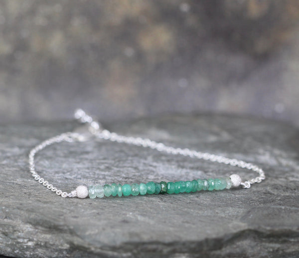 Ombre Emerald Bar Bracelet - Emerald Beaded Bracelet