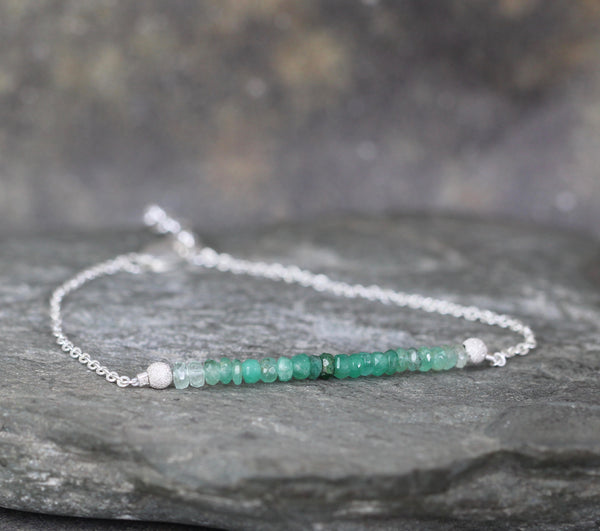 Ombre Emerald Bar Bracelet - Emerald Beaded Bracelet