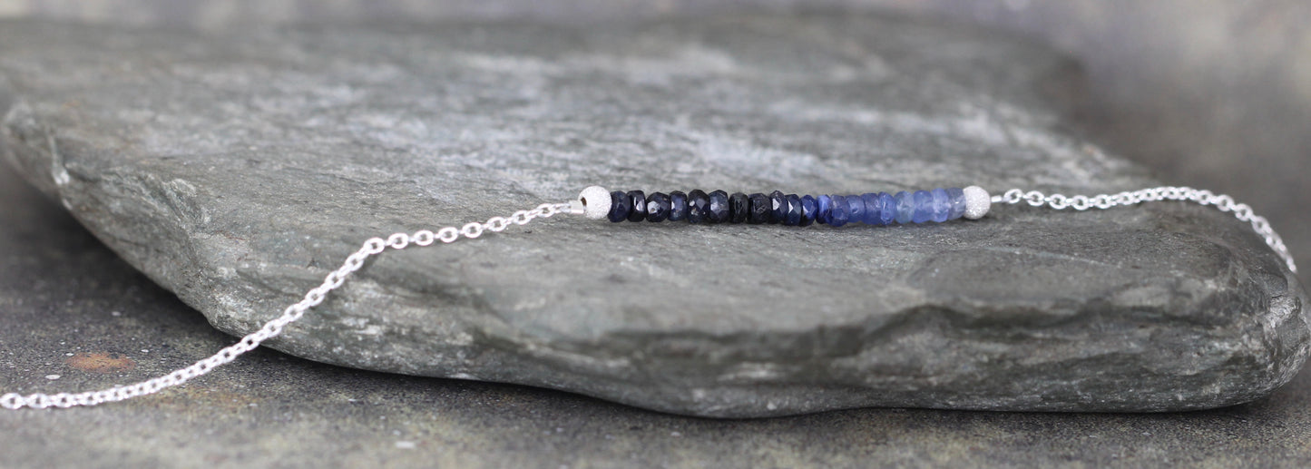Ombre Sapphire Bar Bracelet - Sapphire Beaded Bracelet