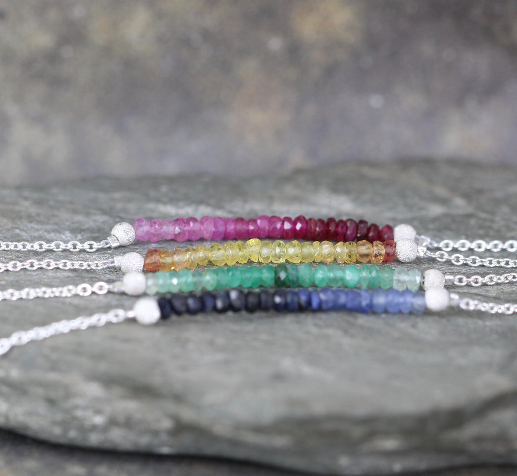 Ombre Sapphire Bar Bracelet - Sapphire Beaded Bracelet – A Second Time