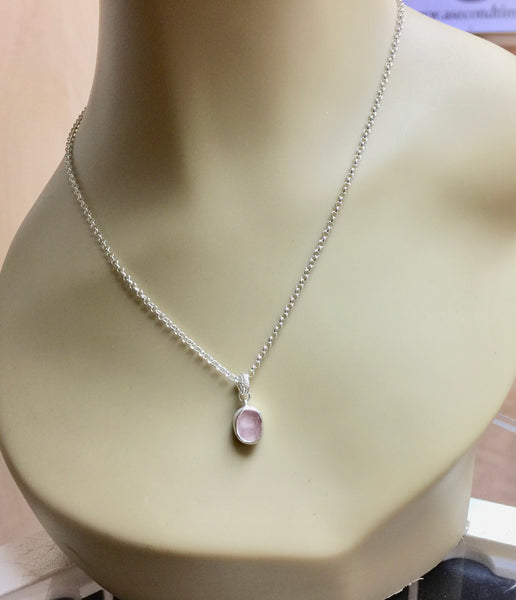 Pink Quartz Pendant - October Birthstone Jewellery