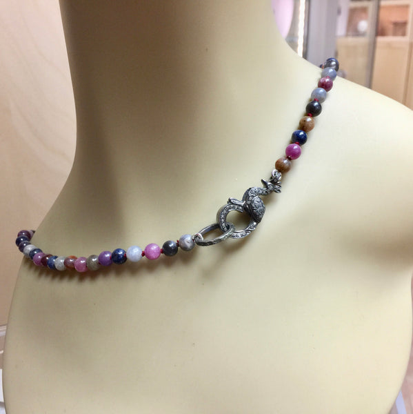 Multi Color Sapphire Beaded Necklace