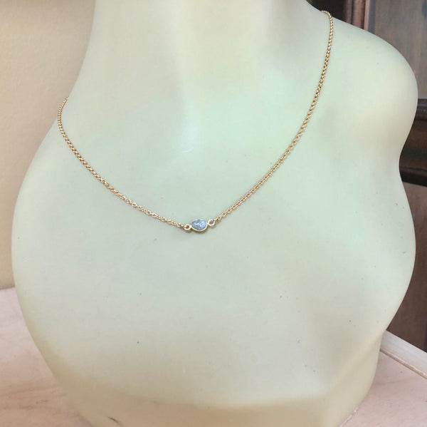 Modern Minimalist Raw Diamond Necklace - Yellow Gold Filled