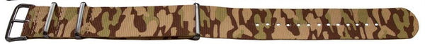 Brown Camouflage Pattern NATO style watch band