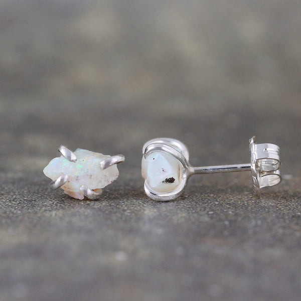 Opal Earrings - Raw Uncut Rough Opal Gemstone Earrings - Natural Gemstone