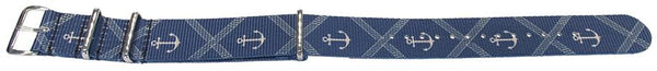 Blue Anchor Pattern NATO style watch band