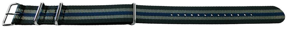 Black Grey and Blue Stripes NATO style watch band